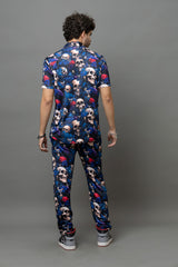 Colourful Skull Printed Shirt With Pant Co-Ord Set For Men
