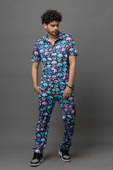 Skull Printed Shirt With Pant Co-Ord Set For Men