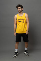 Go Devil Badass 66 Printed Yellow Sleeveless Vest For Men