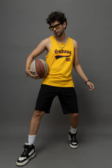 Go Devil Badass 66 Printed Yellow Sleeveless Vest For Men