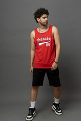 Go Devil Badass 66 Printed Red Sleeveless Vest For Men