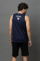 Go Devil Badass 66 Printed Nevy Blue Sleeveless Vest For Men