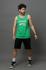 Go Devil Badass 66 Printed Green Sleeveless Vest For Men