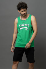Go Devil Badass 66 Printed Green Sleeveless Vest For Men