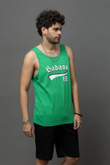 Go Devil Badass 66 Printed Green Sleeveless Vest For Men