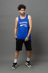 Go Devil Badass 66 Printed Blue Sleeveless Vest For Men