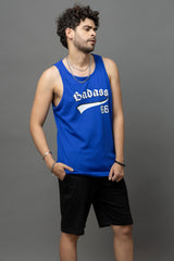 Go Devil Badass 66 Printed Blue Sleeveless Vest For Men