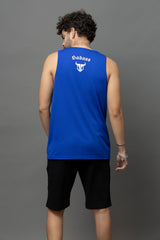 Go Devil Badass 66 Printed Blue Sleeveless Vest For Men