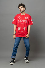 Go Devil Red Graphic Printed Oversized T-Shirt for Men