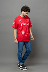 Go Devil Red Graphic Printed Oversized T-Shirt for Men