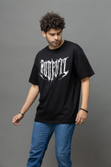 Go Devil Printed Oversized Black T-Shirt for Men