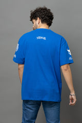 Go Devil Blue Graphic Printed Oversized T-Shirt for Men