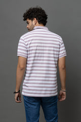 Go Devil Purple & White Striped Polo T-Shirt for Men