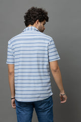 Go Devil Blue & White Striped Shirt for Men