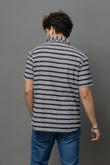 Go Devil Black & White Striped Shirt for Men