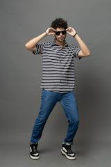 Go Devil Black & White Striped Shirt for Men