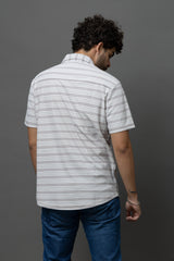 Go Devil Light Grey & White Striped Shirt for Men