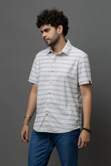 Go Devil Light Grey & White Striped Shirt for Men