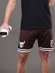 Go Devil Printed Mens Coffee Brown Sports Shorts
