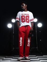 Go Devil Mens Red Casual Graphic Printed Joggers