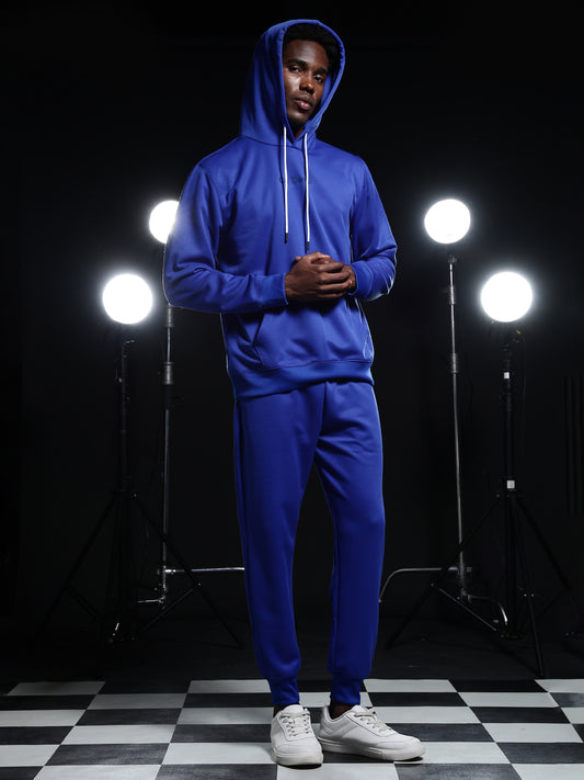 Go Devil Mens Solid Blue Hooded Co-Ord Set