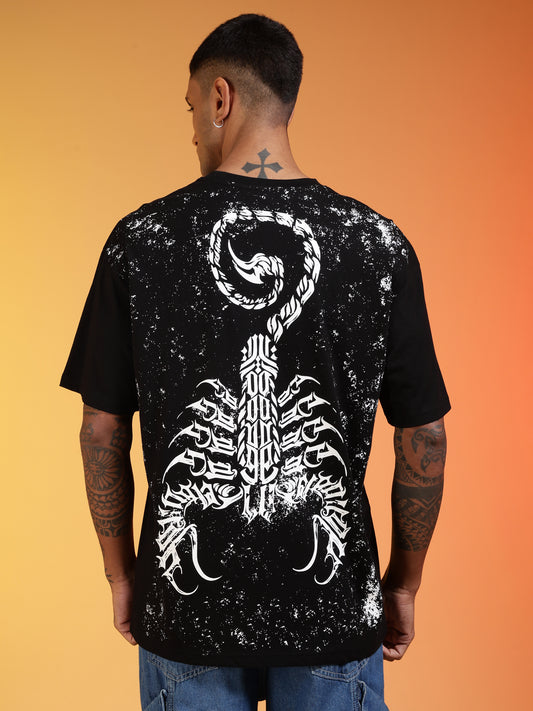 Go Devil Black Scorpion Graphic Oversized T-Shirt For Men