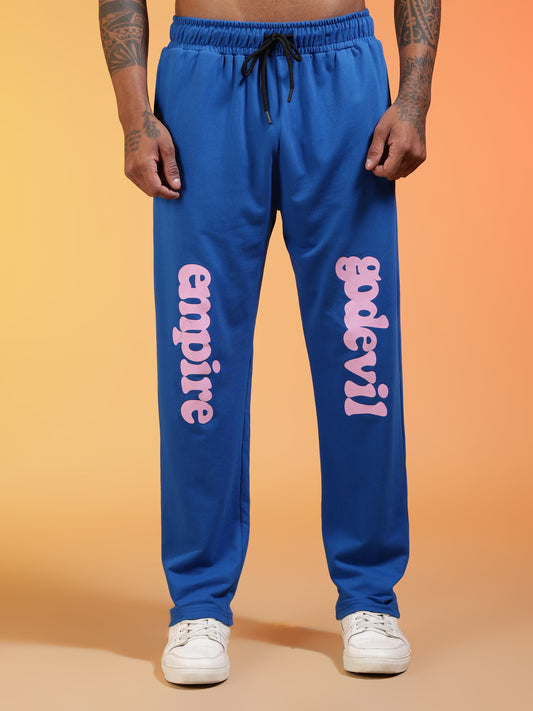 Go Devil Men’s Blue Soft Stretchable Casual Graphic Printed Joggers