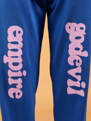 Go Devil Men’s Blue Soft Stretchable Casual Graphic Printed Joggers