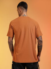 Go Devil Logo Printed Rust Orange Lightweight Activewear T-Shirt For Men