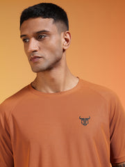 Go Devil Logo Printed Rust Orange Lightweight Activewear T-Shirt For Men