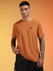 Go Devil Logo Printed Rust Orange Lightweight Activewear T-Shirt For Men