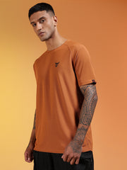 Go Devil Logo Printed Rust Orange Lightweight Activewear T-Shirt For Men