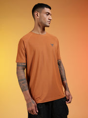 Go Devil Logo Printed Rust Orange Lightweight Activewear T-Shirt For Men
