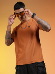 Go Devil Logo Printed Rust Orange Lightweight Activewear T-Shirt For Men