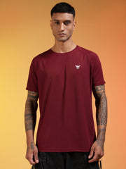 Go Devil Logo Printed Maroon Lightweight Activewear T-Shirt For Men