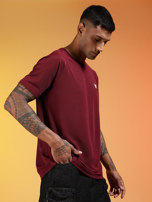 Go Devil Logo Printed Maroon Lightweight Activewear T-Shirt For Men