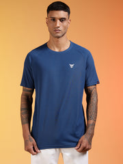 Go Devil Logo Printed Navy Blue Lightweight Activewear T-Shirt For Men