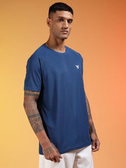 Go Devil Logo Printed Navy Blue Lightweight Activewear T-Shirt For Men