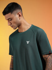 Go Devil Logo Printed Dark Green Lightweight Activewear T-Shirt For Men