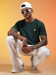 Go Devil Logo Printed Dark Green Lightweight Activewear T-Shirt For Men