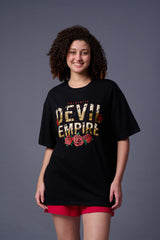 Devil Empire Printed Black Oversized T-Shirt for Women