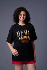 Devil Empire Printed Black Oversized T-Shirt for Women