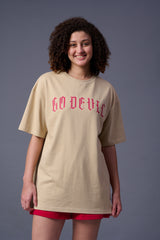 Devil Tiger Printed Ivory Oversized T-Shirt for Women