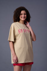 Devil Tiger Printed Ivory Oversized T-Shirt for Women