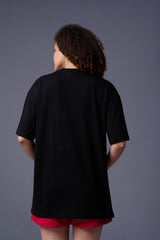 Hard Core Printed Black Oversized T-Shirt for Women
