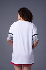 Go Devil 66 Printed White Paisley Print Oversized T-Shirt for Women