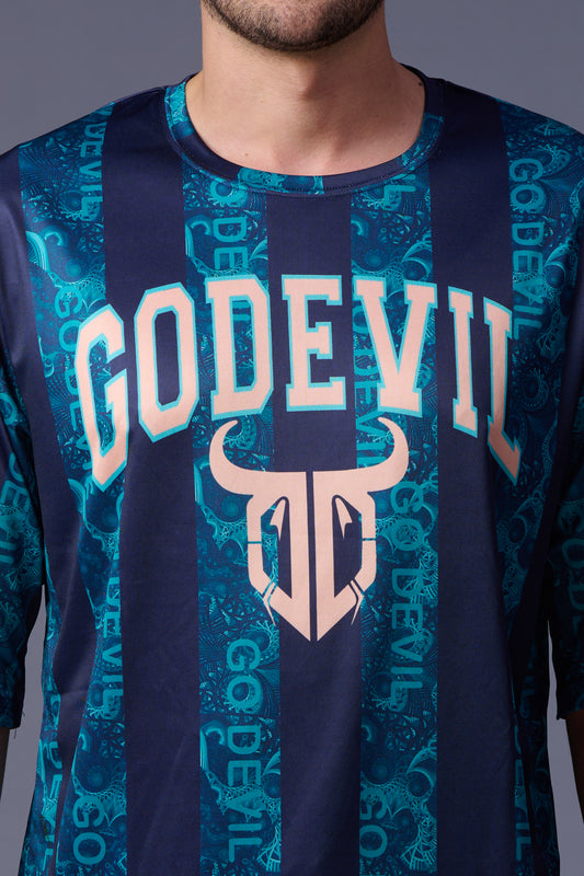 Go Devil Printed Dark and Light Blue Co-ord Set for Men