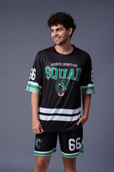Go Devil Sports Squad Printed Black Co-ord Set for Men