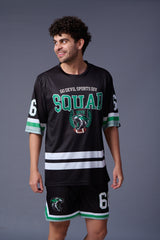 Go Devil Sports Squad Printed Black Co-ord Set for Men