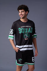 Go Devil Sports Squad Printed Black Co-ord Set for Men